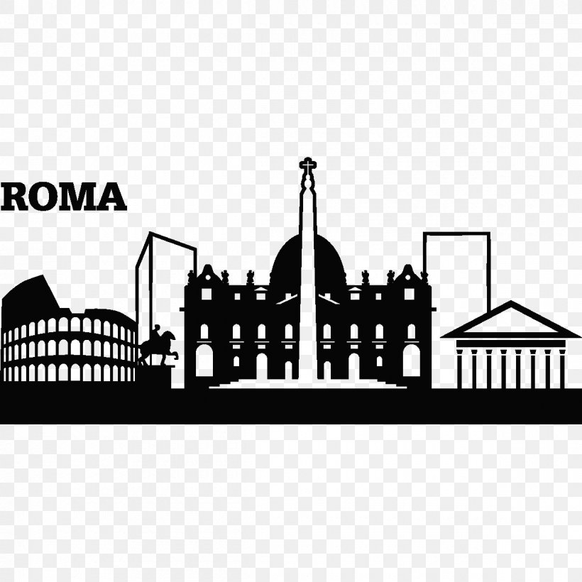Rome Logo Vector Graphics Illustration Image, PNG, 1200x1200px, Rome, Black And White, Brand, City, Decal Download Free