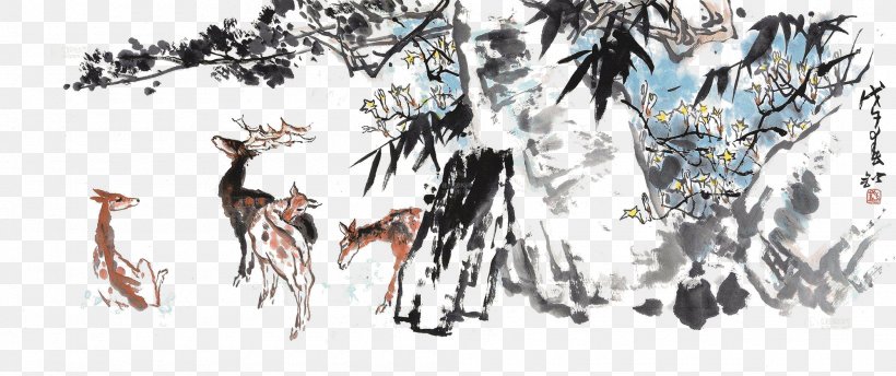 Chinese Painting Ink Wash Painting Illustration, PNG, 2000x840px, Chinese Painting, Art, Artwork, Branch, Drawing Download Free