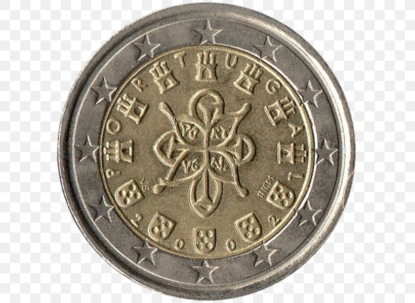 Portugal 2 Euro Coin Currency 1 Euro Coin, PNG, 608x599px, 1 Cent Euro Coin, 1 Euro Coin, 2 Euro Coin, Portugal, Cent Download Free