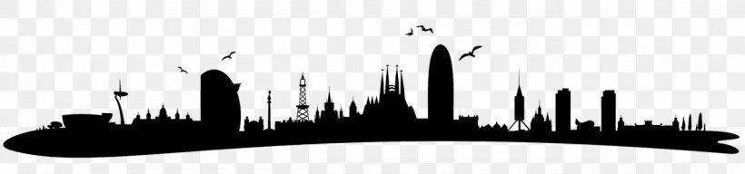 Automòbils PRAT Barcelona Skyline Building, PNG, 1200x281px, Skyline, Barcelona, Barcelona Skyline, Black And White, Building Download Free