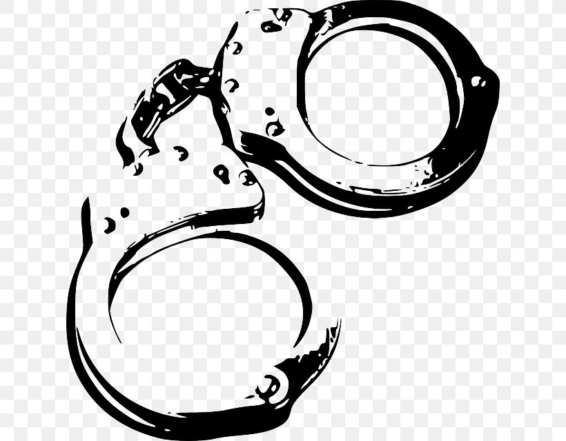 Clip Art Openclipart Handcuffs Vector Graphics, PNG, 628x640px, Handcuffs, Artwork, Auto Part, Black And White, Body Jewelry Download Free