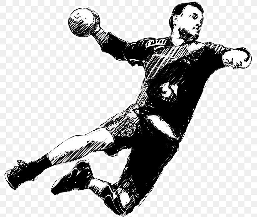 Handball Sticker Clip Art Decal Paper, PNG, 800x691px, Handball, Black And White, Decal, Fictional Character, Handball Player Download Free