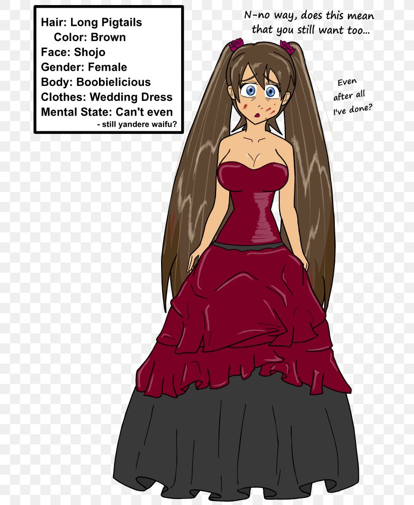 Brown Hair Cartoon Gown, PNG, 700x1000px, Watercolor, Cartoon, Flower, Frame, Heart Download Free