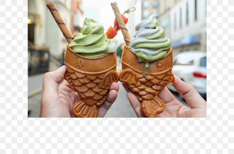 Ice Cream Cones Taiyaki New York City Fish-shaped Pastry, PNG, 852x559px, Ice Cream Cones, Cake, Cone, Dairy Product, Dessert Download Free