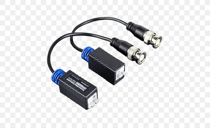 Balun Twisted Pair Closed-circuit Television High Definition Composite Video Interface Analog High Definition, PNG, 500x500px, Balun, Adapter, Analog High Definition, Bnc Connector, Cable Download Free