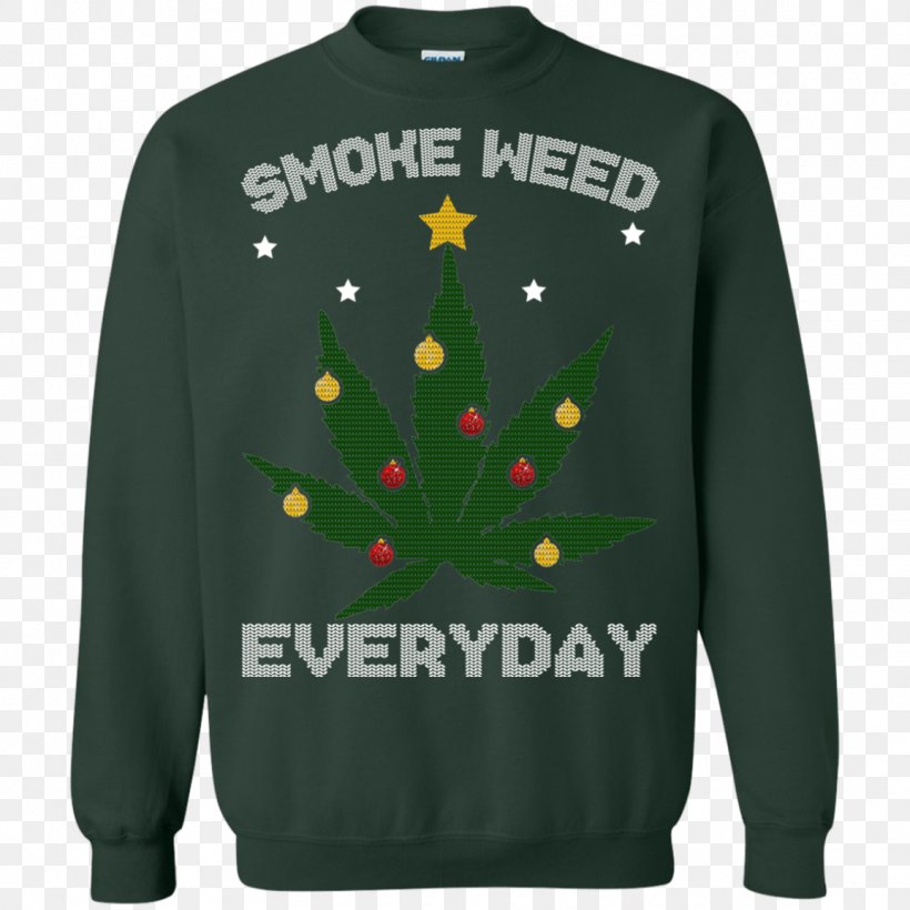 Hoodie T-shirt Christmas Jumper Sweater Cannabis Smoking, PNG, 1155x1155px, Hoodie, Active Shirt, Bluza, Brand, Cannabis Download Free