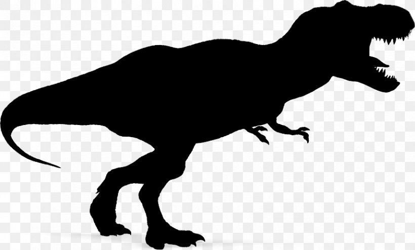 Tyrannosaurus Dinosaur Silhouette Clip Art, PNG, 855x516px, Tyrannosaurus, Beak, Black And White, Dinosaur, Drawing Download Free