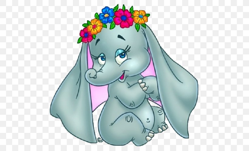 Elephant Cartoon Clip Art, PNG, 500x500px, Watercolor, Cartoon, Flower, Frame, Heart Download Free