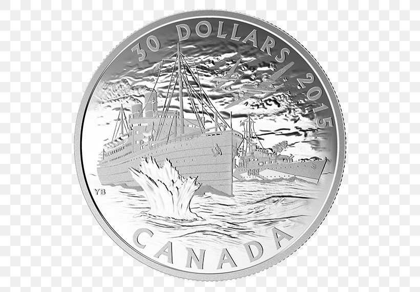 Silver Coin Battle Of The Atlantic Canada Silver Coin, PNG, 570x570px, Coin, Battle Of The Atlantic, Black And White, Canada, Canadian Dollar Download Free