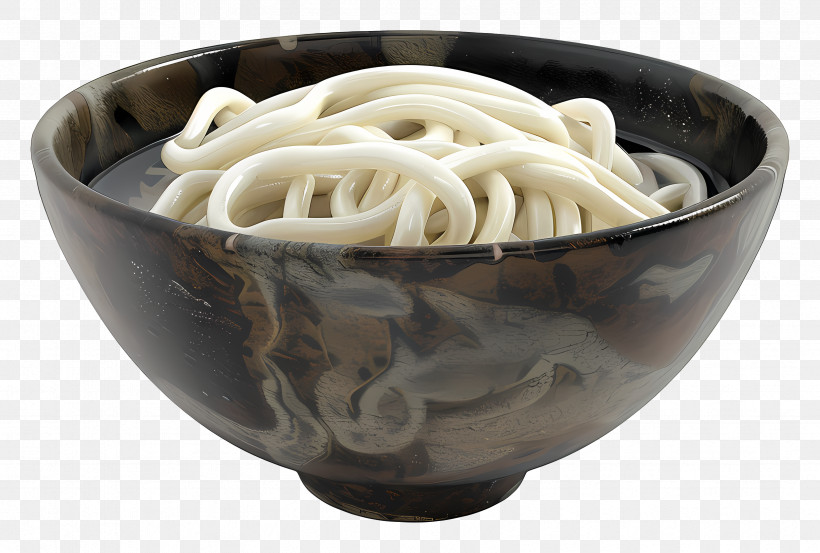 Soba Noodle - White Noodles In A Dark Bowl PNG