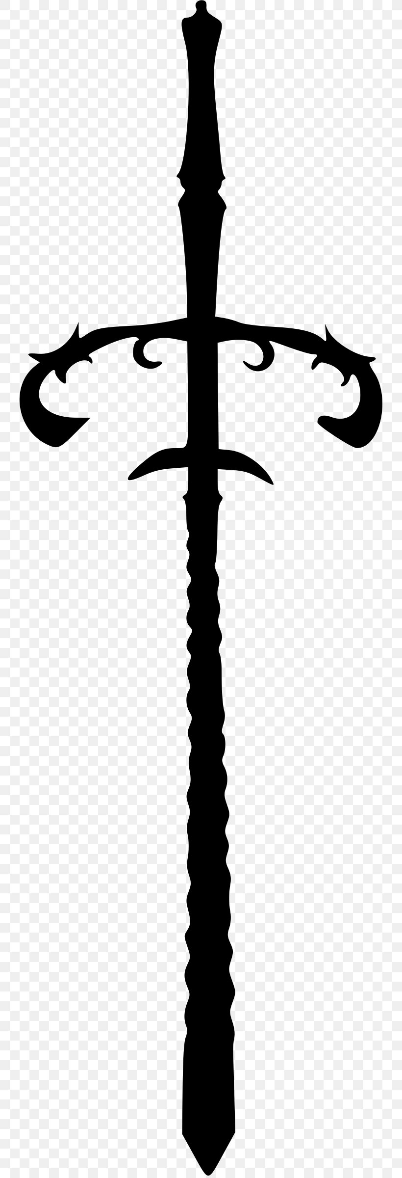 Sword Silhouette Clip Art, PNG, 746x2400px, Sword, Autocad Dxf, Black And White, Blade, Cold Weapon Download Free