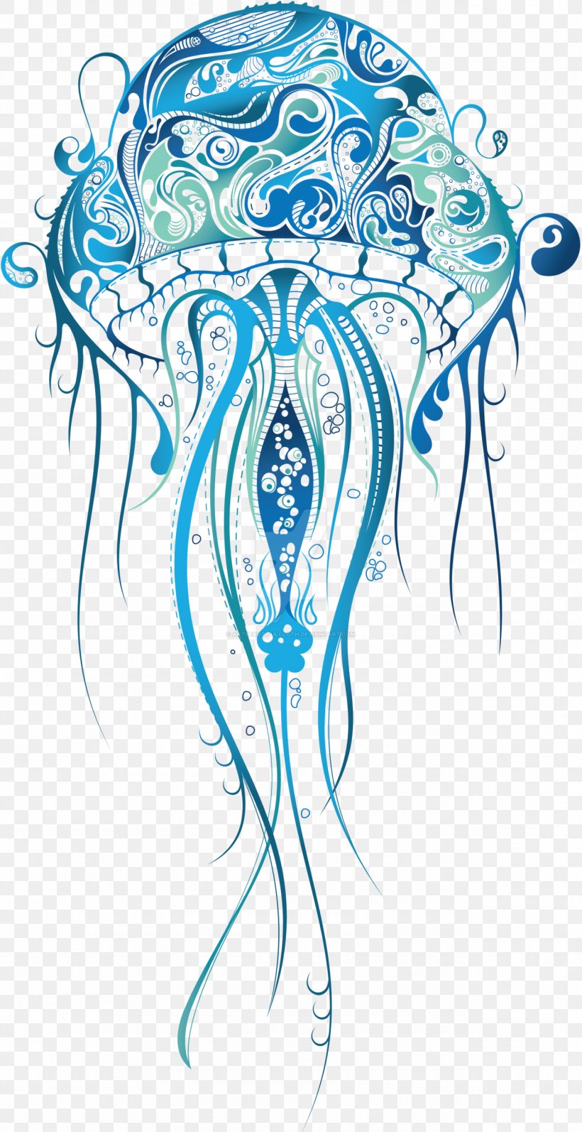 Jellyfish Sleeve Tattoo Drawing Tattoo Artist, PNG, 1280x2487px, Watercolor, Cartoon, Flower, Frame, Heart Download Free