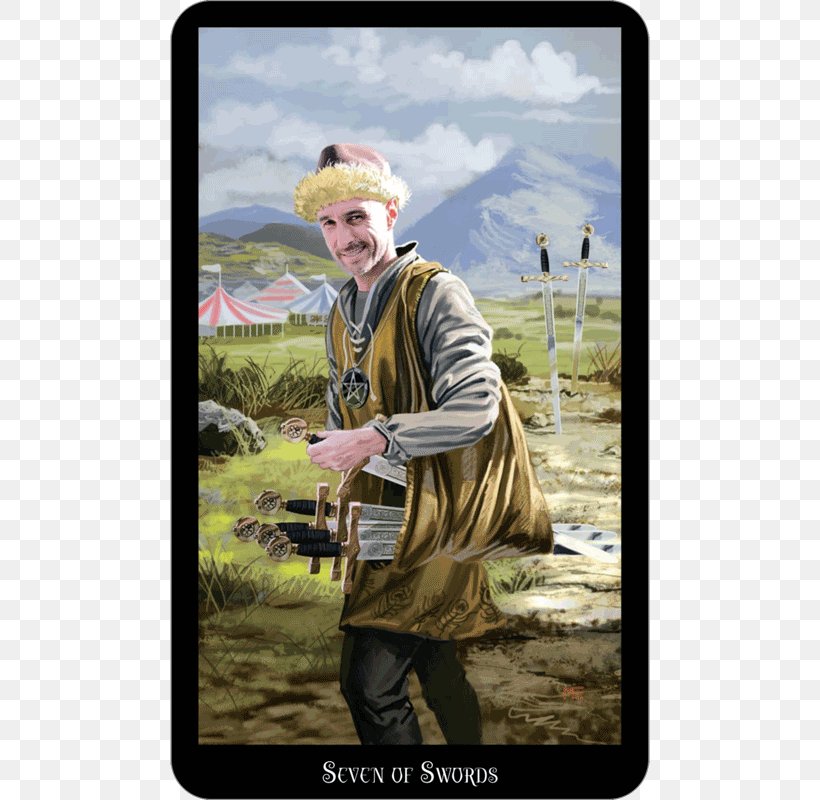 Witches Tarot Book Suit Of Swords Seven Of Swords Witchcraft, PNG, 600x800px, Tarot, Ace Of Swords, Fortunetelling, Grass, Headgear Download Free