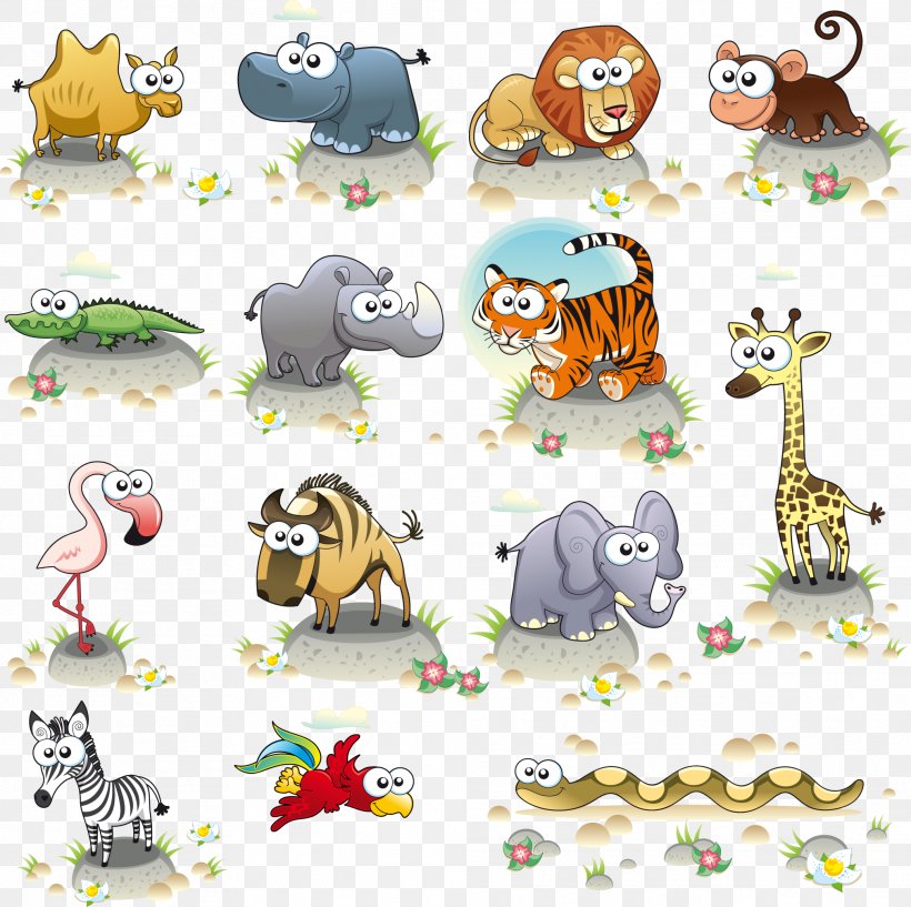 Vector Hand-painted Cartoon Animals, PNG, 2023x2018px, Cartoon, Animal, Animal Figure, Area, Carnivoran Download Free