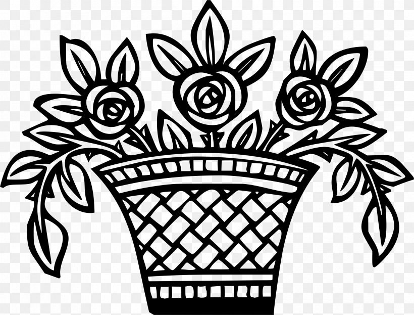 Drawing Flower Basket, PNG, 2400x1826px, Drawing, Artwork, Basket, Black And White, Flora Download Free
