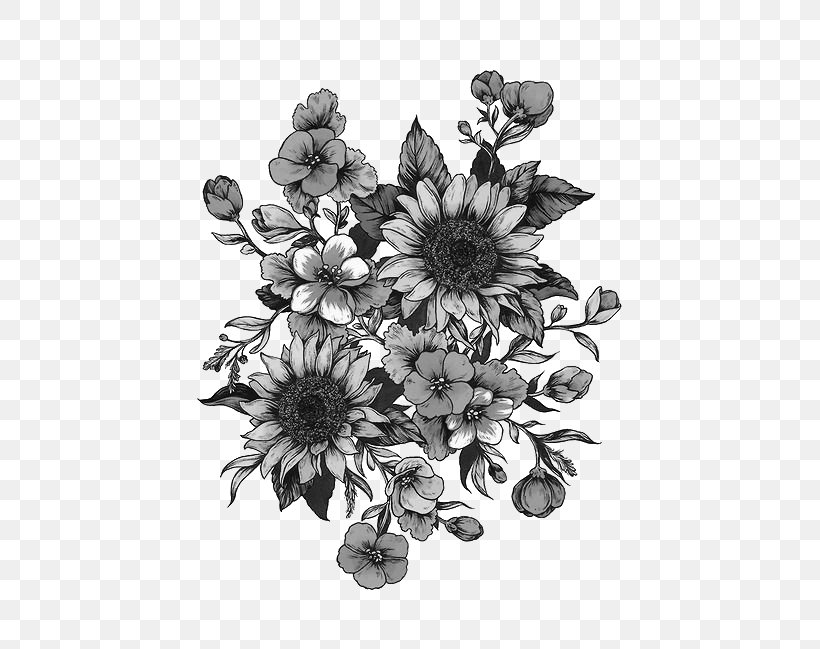 Drawing Flower Bouquet Floral Design, PNG, 500x649px, Drawing, Art, Black And White, Chrysanths, Common Daisy Download Free