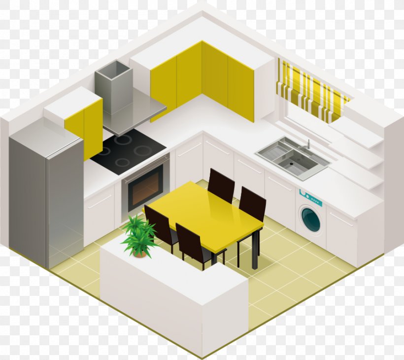 Kitchen Living Room Isometric Projection Interior Design Services, PNG, 895x797px, Kitchen, Architecture, Bathroom, Building, Cabinetry Download Free
