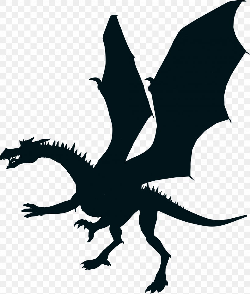 Dragon Silhouette Clip Art, PNG, 1995x2345px, Dragon, Black And White, Chinese Dragon, Fictional Character, Free Content Download Free