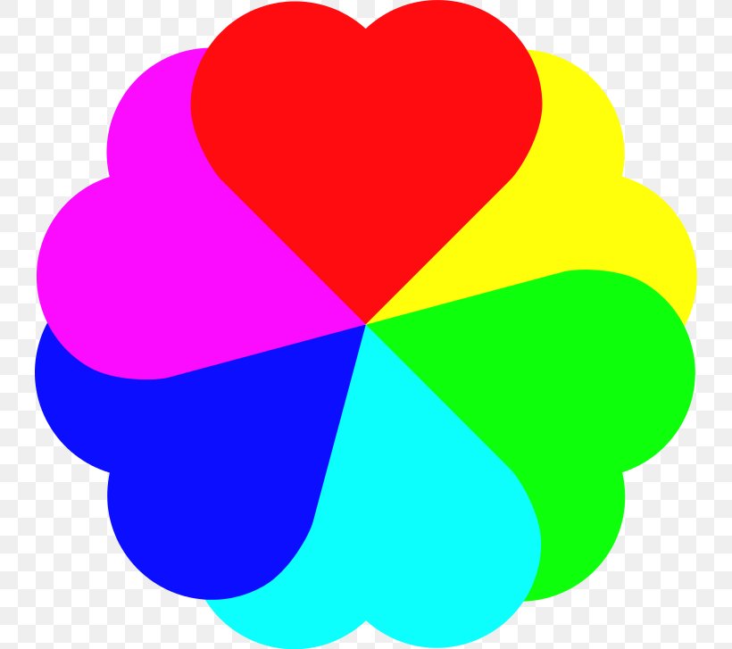 Rainbow Color Heart Clip Art, PNG, 742x727px, Rainbow, Area, Color, Flower, Green Download Free