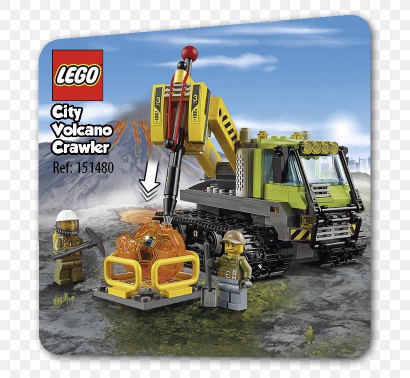 LEGO 60122 City Volcano Crawler Volcano Explorers Lego City, PNG, 756x756px, Lego, Bulldozer, Construction Equipment, Construction Set, Continuous Track Download Free