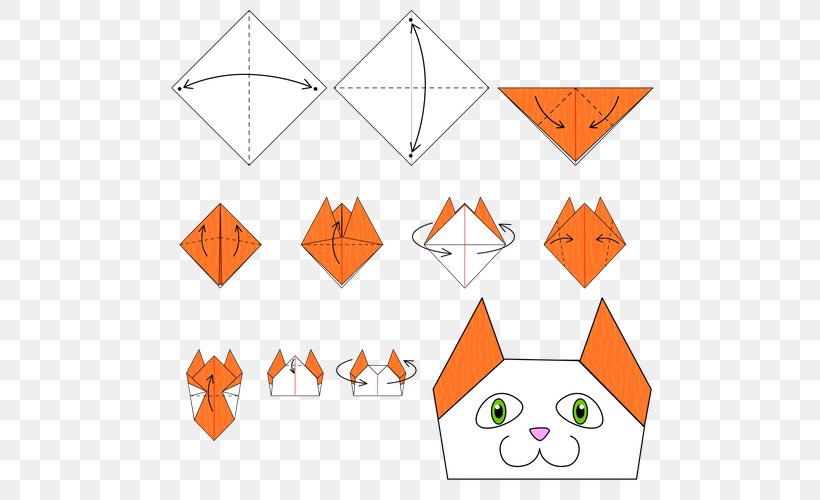 Origami Cat Paper Craft Pattern, PNG, 500x500px, Origami, Area, Art, Art Paper, Cat Download Free