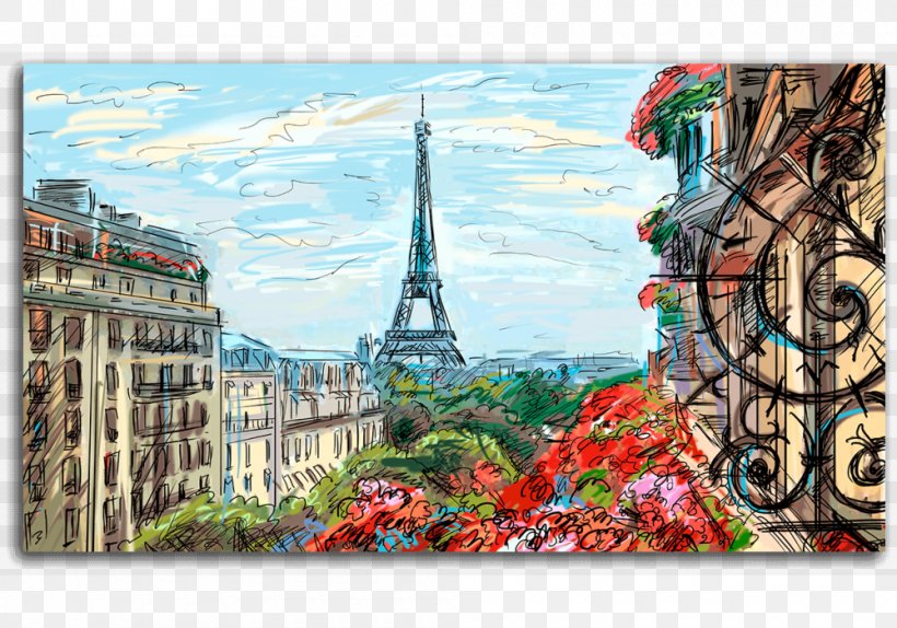 Eiffel Tower Oil Painting Canvas Print Mural, PNG, 1000x700px, Eiffel Tower, Art, Canvas, Canvas Print, Collage Download Free