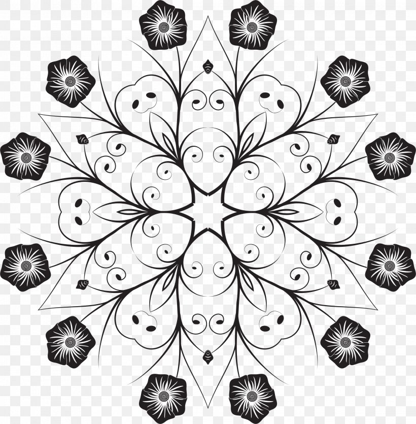 Floral Design Clip Art, PNG, 2286x2328px, Floral Design, Architecture, Art, Black And White, Flora Download Free