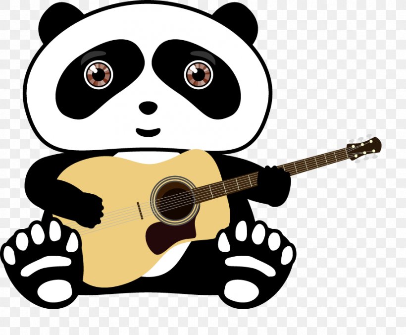 Giant Panda T-shirt Red Panda Guitar, PNG, 912x752px, Watercolor, Cartoon, Flower, Frame, Heart Download Free