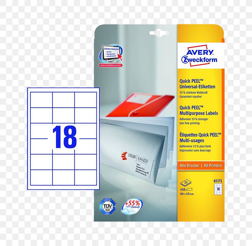 Paper Label Avery Dennison Office Supplies Avery Zweckform, PNG, 800x800px, Paper, Avery Dennison, Avery Zweckform, Box, Brand Download Free