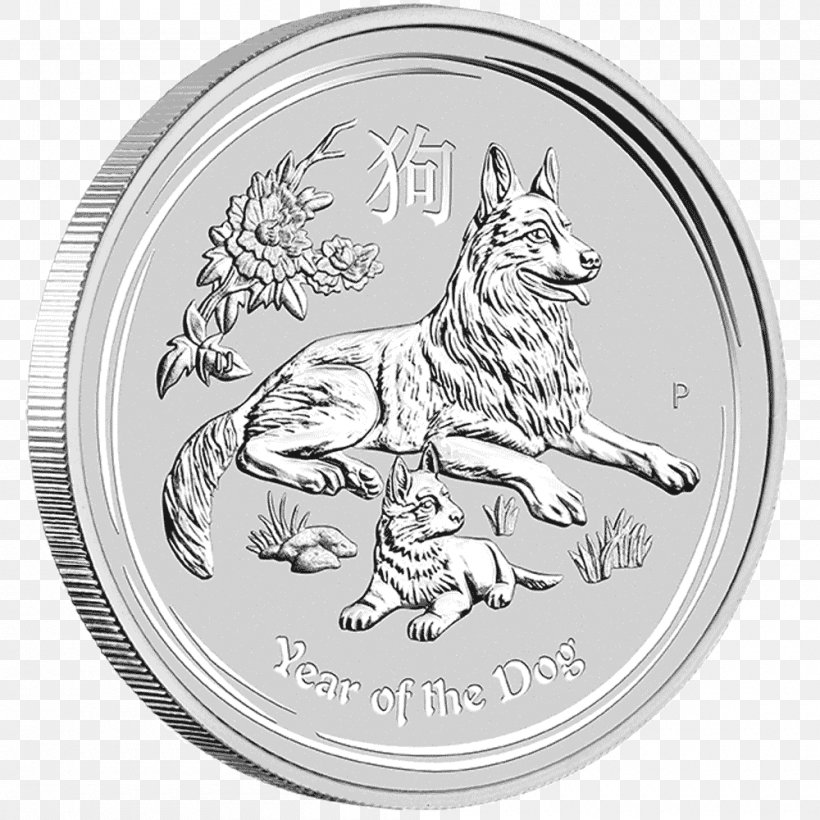 Perth Mint Silver Coin Dog Lunar Series, PNG, 1000x1000px, Perth Mint, Australia, Australian Lunar, Black And White, Bullion Download Free
