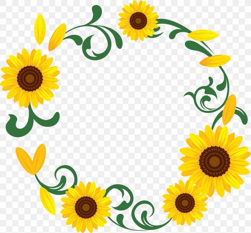 Kitakyushu Common Sunflower Wreath Garland Clip Art, PNG, 1463x1360px, Kitakyushu, Christmas, Common Sunflower, Cut Flowers, Daisy Family Download Free