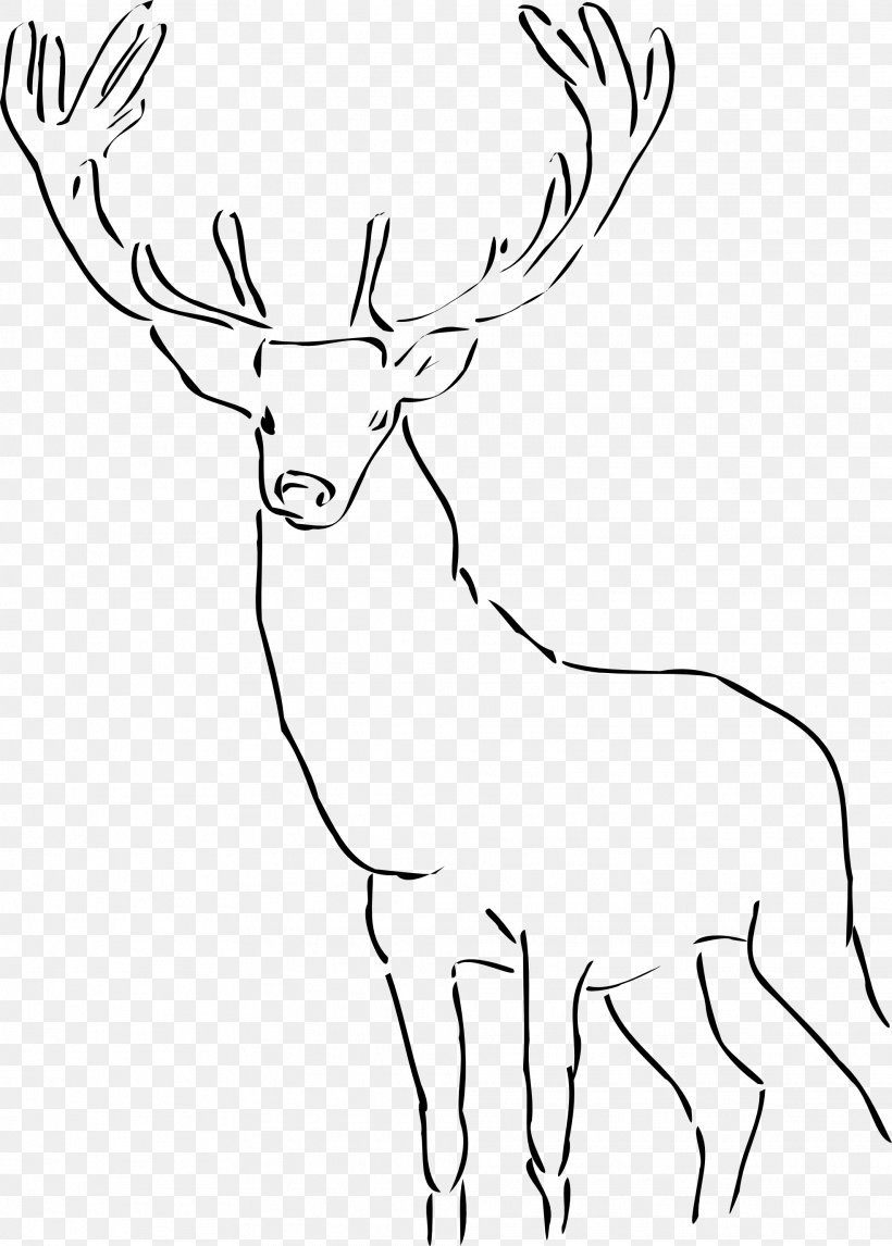 Deer Drawing Clip Art, PNG, 1969x2753px, Deer, Antler, Black And White, Cattle Like Mammal, Drawing Download Free