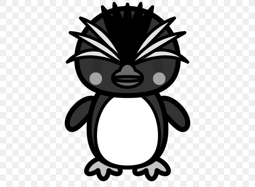 Southern Rockhopper Penguin Black And White Clip Art, PNG, 600x600px, Penguin, Black, Black And White, Cartoon, Character Download Free