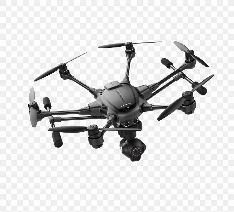 Yuneec International Typhoon H Mavic Pro Unmanned Aerial Vehicle Quadcopter, PNG, 4999x4525px, 4k Resolution, Yuneec International Typhoon H, Aircraft, Airplane, Black And White Download Free