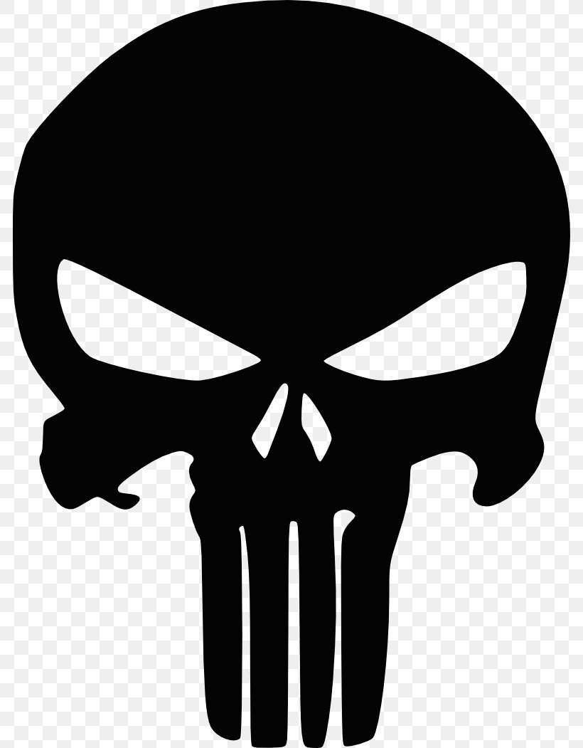Punisher Logo Marvel Comics Decal, PNG, 784x1051px, Punisher, Black And White, Bone, Decal, Fictional Character Download Free