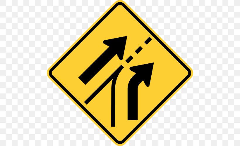 Traffic Sign Warning Sign Lane Road Merge, PNG, 500x500px, Traffic Sign, Area, Brand, Carriageway, Highway Download Free