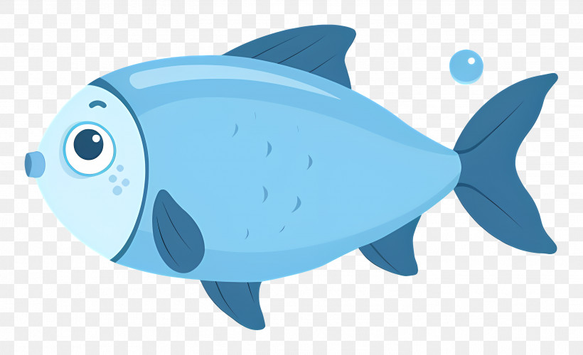 Blue Fish - Cartoon Blue Fish Swimming PNG