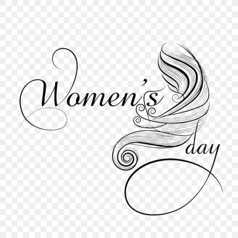 International Womens Day Woman Happiness Wallpaper, PNG, 1024x1024px, International Womens Day, Area, Black And White, Brand, Calligraphy Download Free