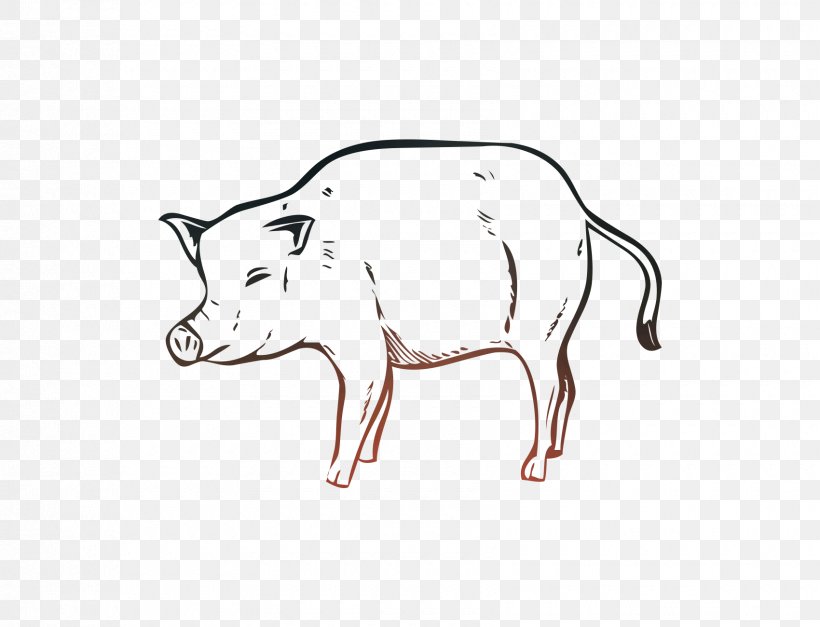 Pig Cattle Clip Art Line Art Cartoon, PNG, 1700x1300px, Pig, Animal Figure, Art, Boar, Bovine Download Free