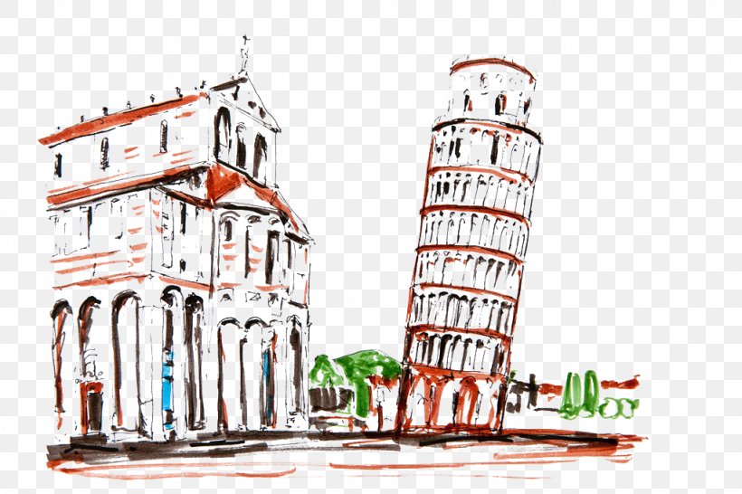Leaning Tower Of Pisa Drawing Italy Architecture, PNG, 1024x683px, Leaning Tower Of Pisa, Architecture, Brand, Building, Drawing Download Free