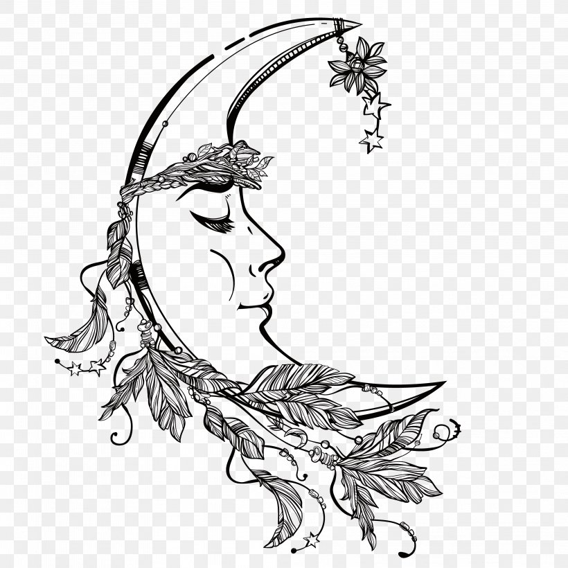 Drawing Moon Face, PNG, 4167x4167px, Drawing, Arm, Art, Artwork, Black And White Download Free