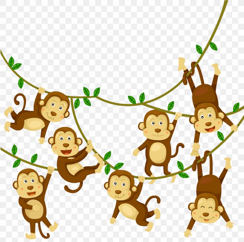 Monkey Royalty-free Stock Photography Illustration, PNG, 1000x995px, Monkey, Animation, Branch, Cartoon, Christmas Download Free
