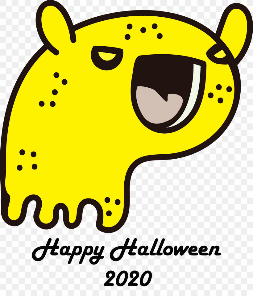 Snout Black & White / M Yellow Cartoon Area, PNG, 2564x3000px, 2020 Happy Halloween, Area, Black White M, Cartoon, Line Download Free
