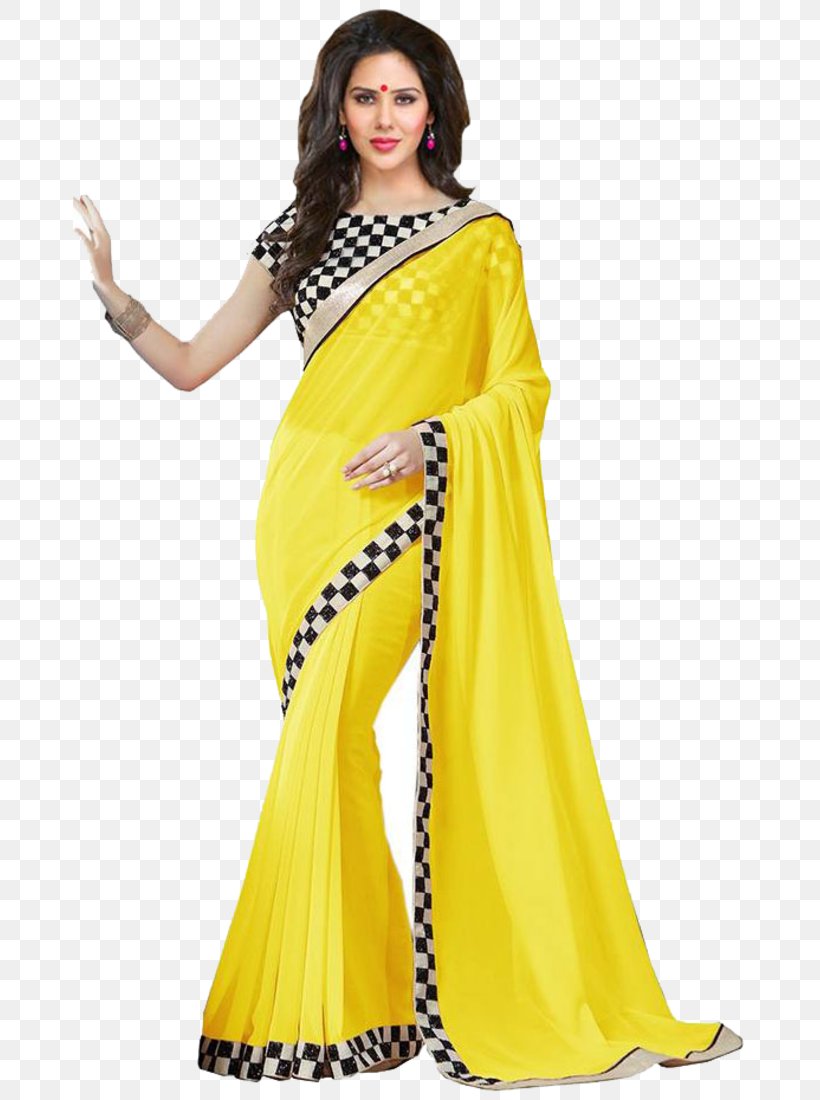 Sari Georgette Blouse Fashion Silk, PNG, 673x1100px, Sari, Bhagalpuri Silk, Blouse, Blue, Chiffon Download Free