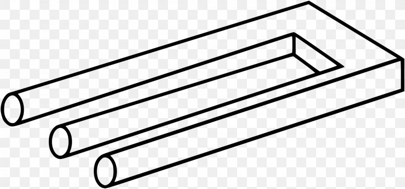 Optical Illusion Impossible Trident Impossible Object Auditory Illusion, PNG, 2000x938px, Optical Illusion, Area, Auditory Illusion, Bathroom Accessory, Black And White Download Free