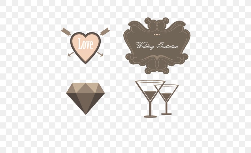Wedding Invitation Cocktail Euclidean Vector, PNG, 500x500px, Cocktail, Brown, Heart, Marriage, Pattern Download Free