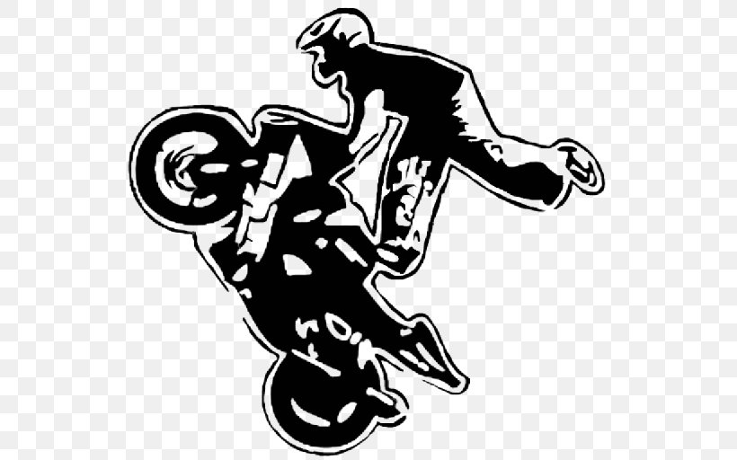 Wheelie Motorcycle Stunt Riding Logo, PNG, 542x512px, Wheelie, Art, Artwork, Black And White, Fictional Character Download Free