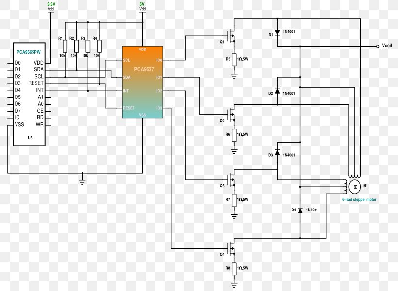 Stepper Motor Driver Circuit Circuit Diagram Unipolar Motor Schematic, PNG, 800x600px, Stepper Motor, Arduino, Area, Circuit Component, Circuit Diagram Download Free