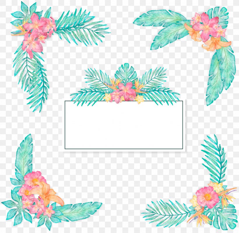 Romantic Watercolor Plant Title Box, PNG, 2258x2201px, Watercolour Flowers, Art, Clip Art, Feather, Flora Download Free