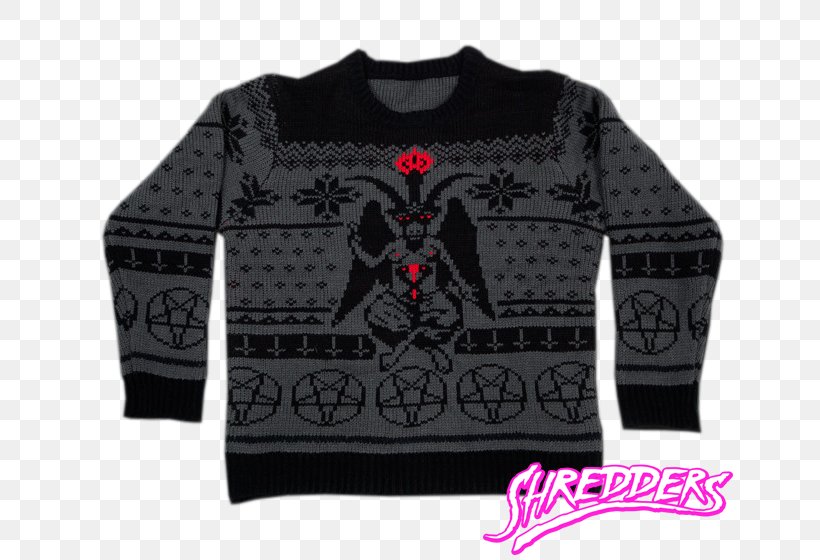 Christmas Jumper Sweater Baphomet Clothing, PNG, 684x560px, Christmas Jumper, Baphomet, Black, Blasphemy, Brand Download Free